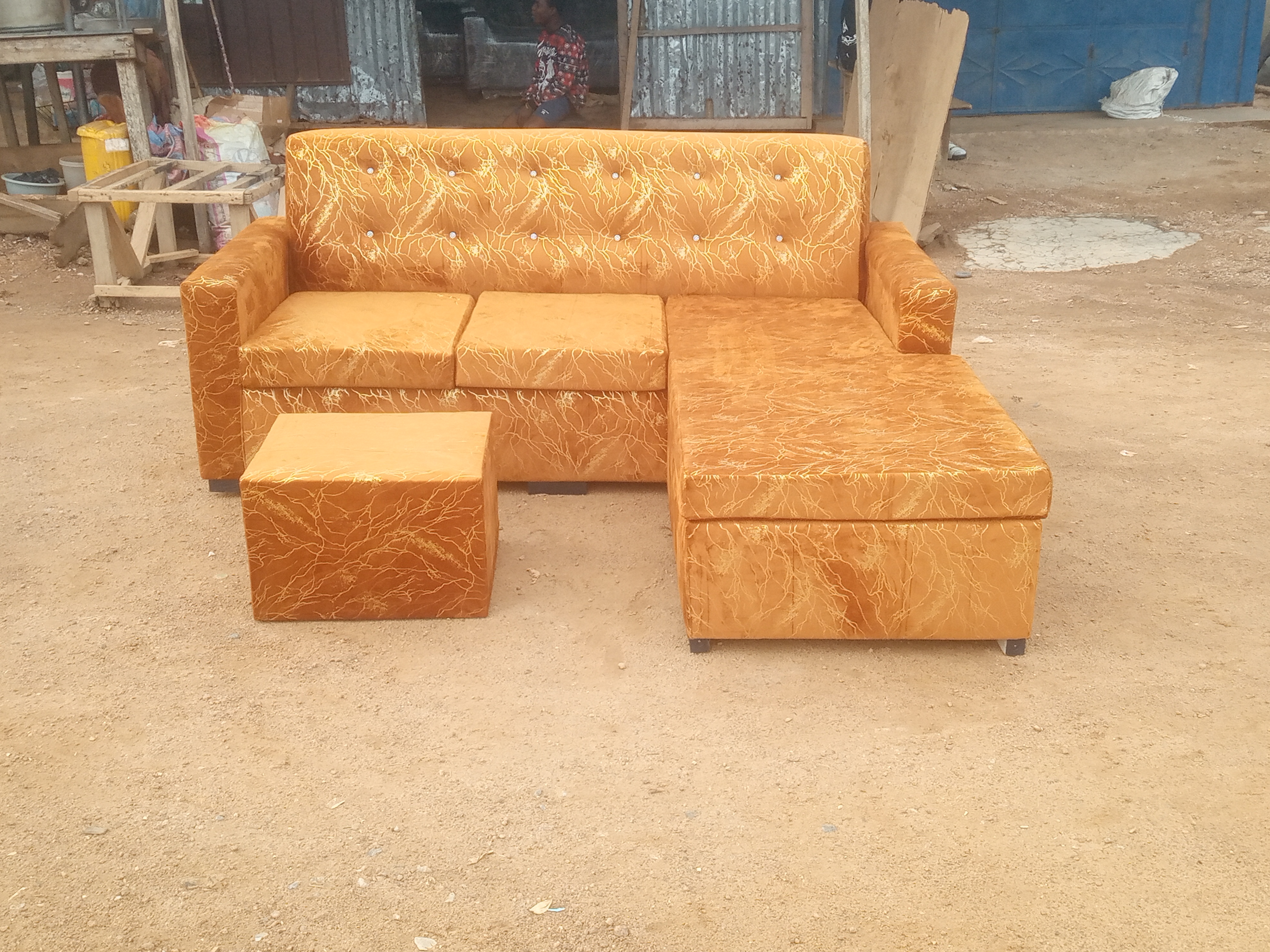 Ghana Made 3in1 L-Shape + Center Table