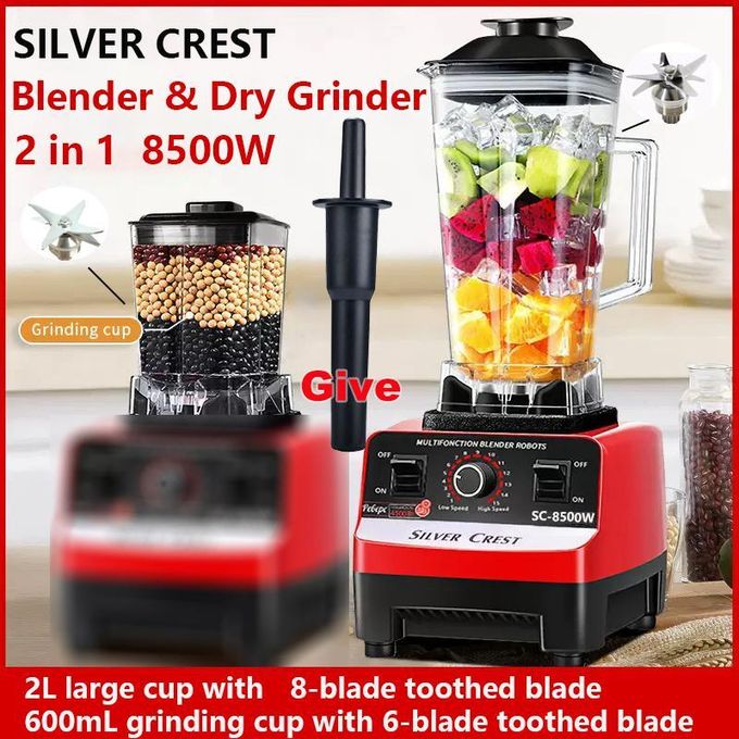 Silver Crest SILVER CREST 2L Industrial 8500W Food Crusher Blender With 2 Jar - Black/Red